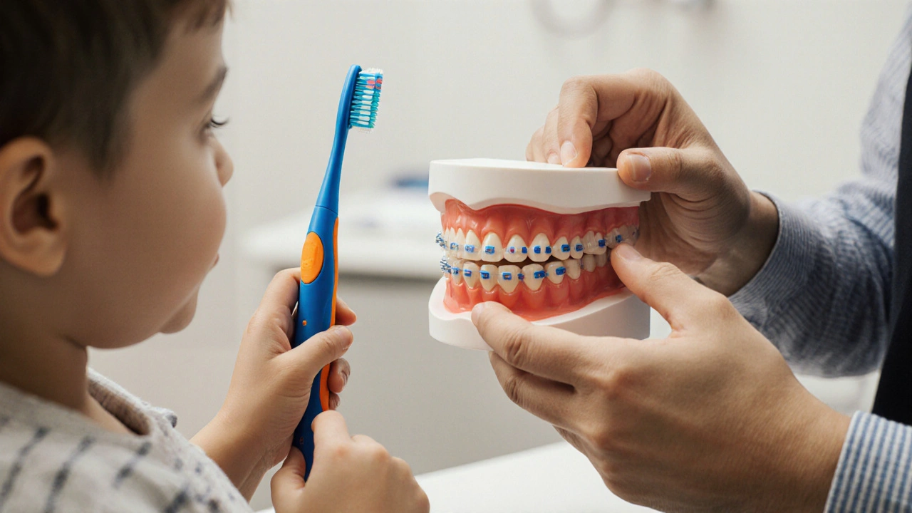 Dítě, rodič a zubař spolupracují na prevenci zubních problémů