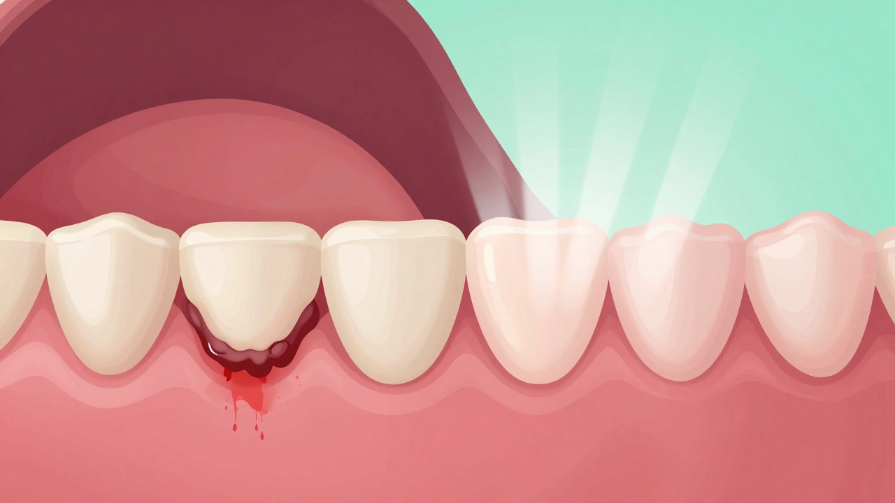 Přechod od zánětlivých dásní k zdravým dásním