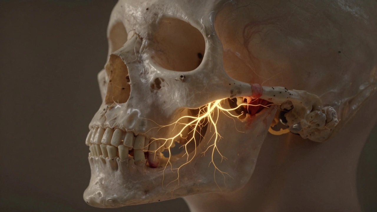 Přehled vnitřní obnovy kosti v ložisku po vytržení zubu s viditelným růstem nové kostní tkáně.