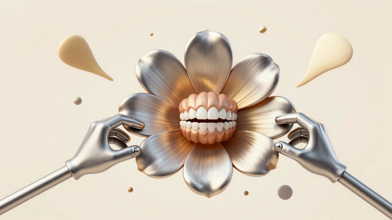 Rovnátka se mění v květ, symbolizující přirozenou přitažlivost a transformaci.