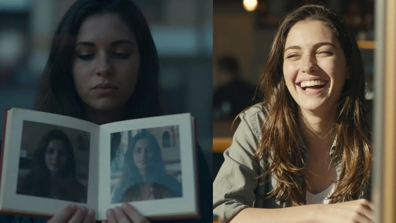 Před a po: osoba s uzavřenými rty vlevo, otevřeným úsměvem vpravo.