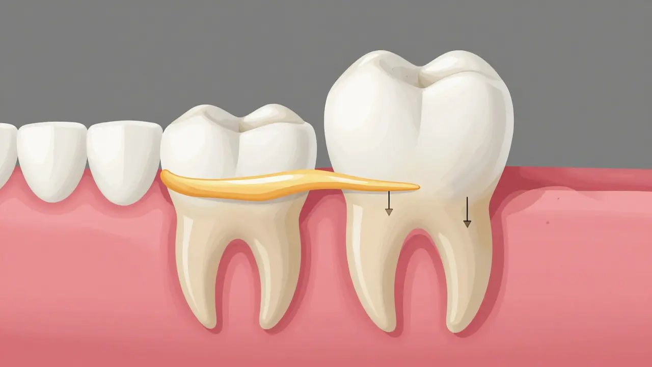 Technický náčrt porovnávající špatně a správně připravený zub pro přilepení korunky.