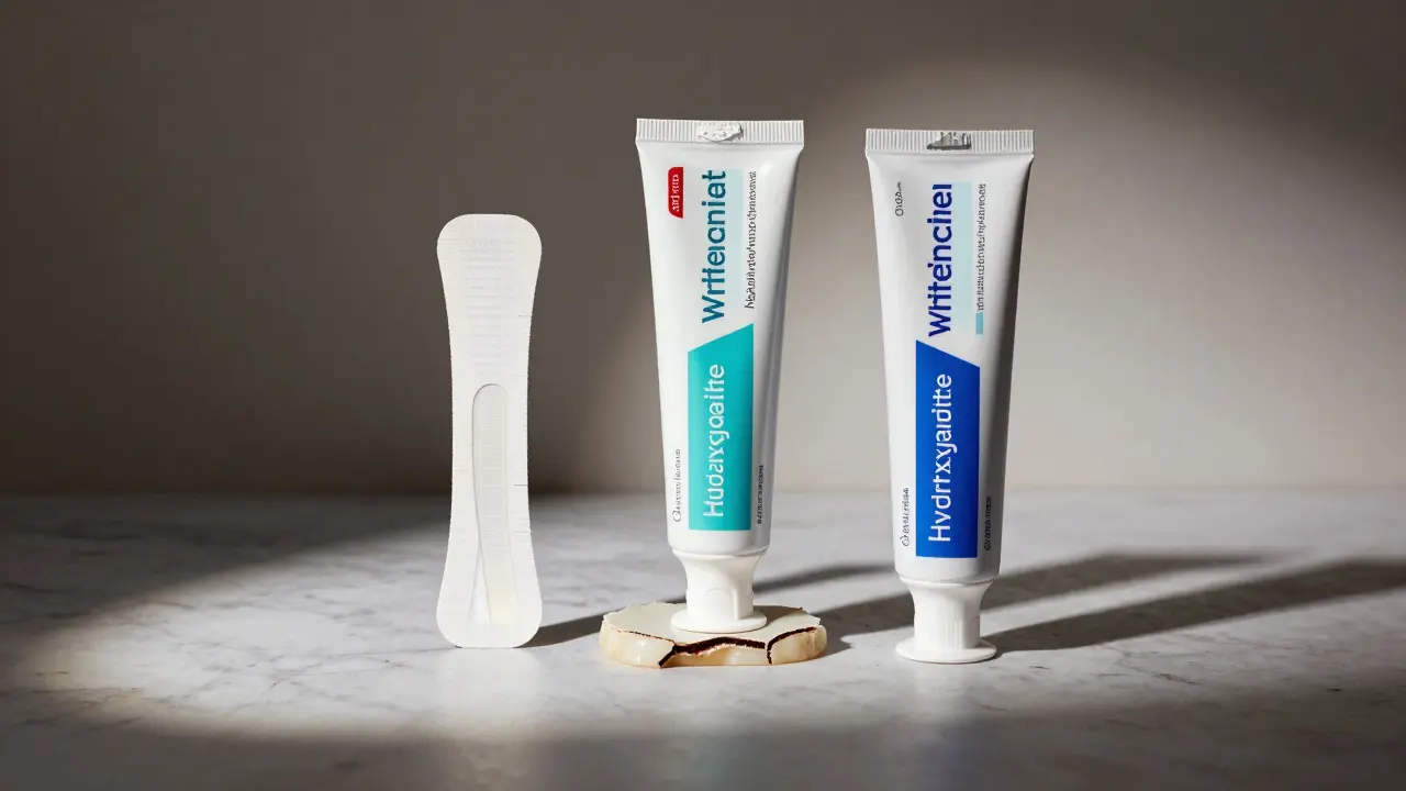 Porovnání tří typů bělicích produktů s důrazem na bezpečnější složení.