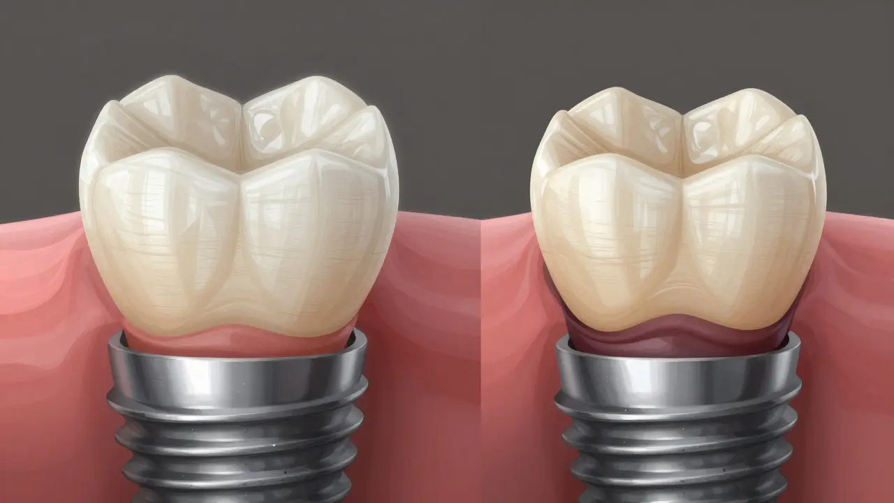 Porovnání nového a opotřebovaného zubního implantátu s výraznými známkami opotřebení