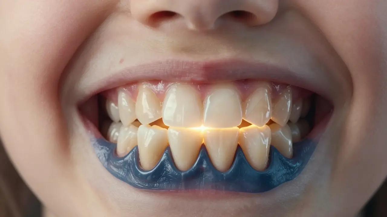 Přehledový pohled na vývoj mléčných a trvalých zubů v čelisti s přechodem mezi generacemi.