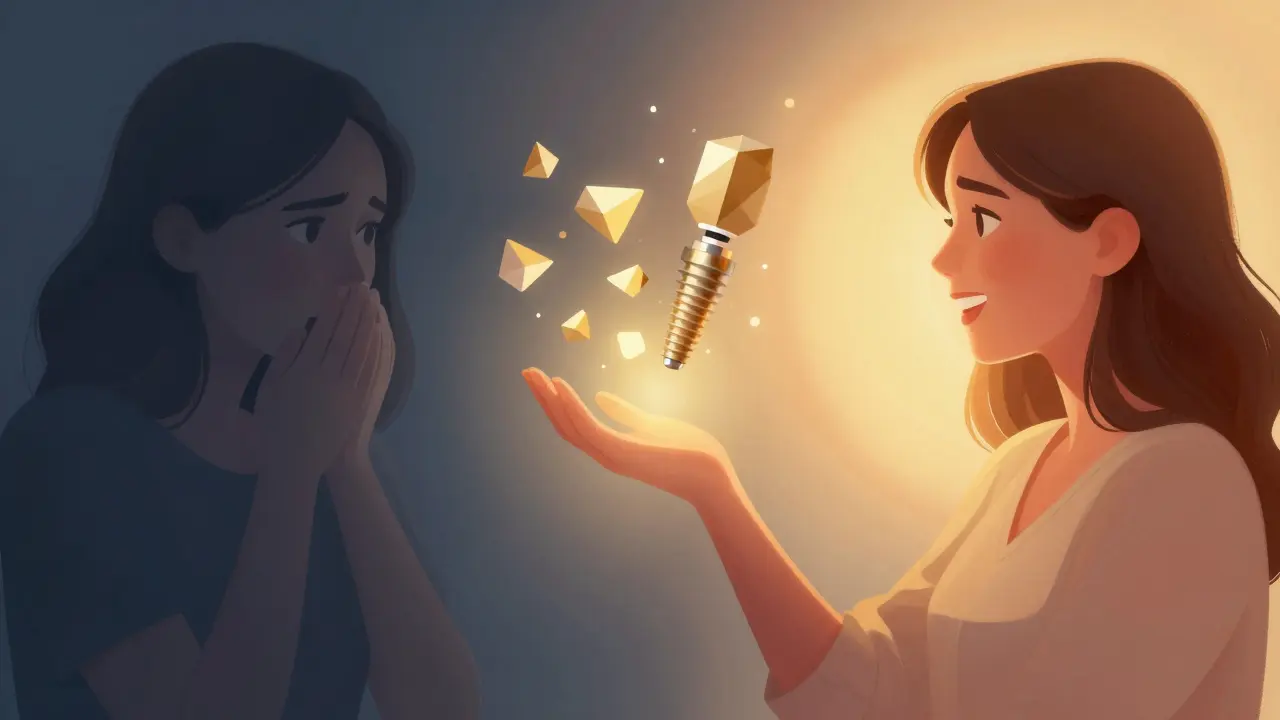 Konceptuální ilustrace přechodu z nejistoty k sebedůvěře