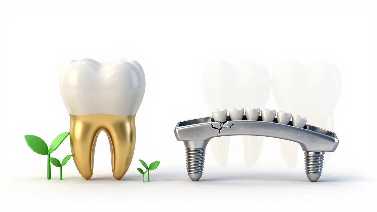 Metafora dlouhověkosti implantátu versus výměny mostů